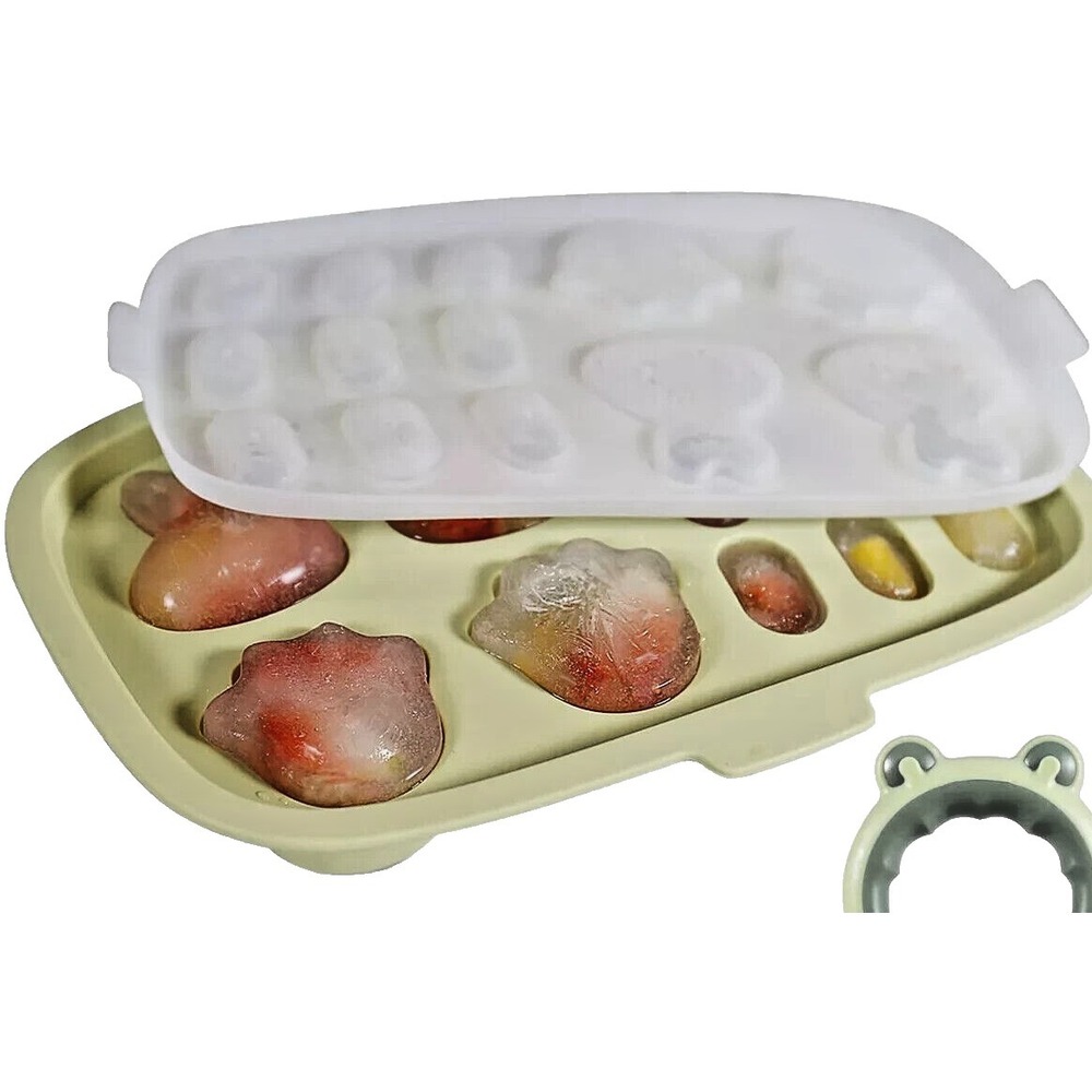 Baby Popsicle Molds with Baby Fruit Feeder Food Silicone Freezer Tray  w'lid NEW